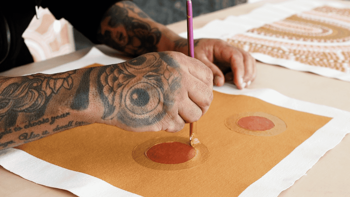 PD video -2 role of teacher Tattooed hand paints circles