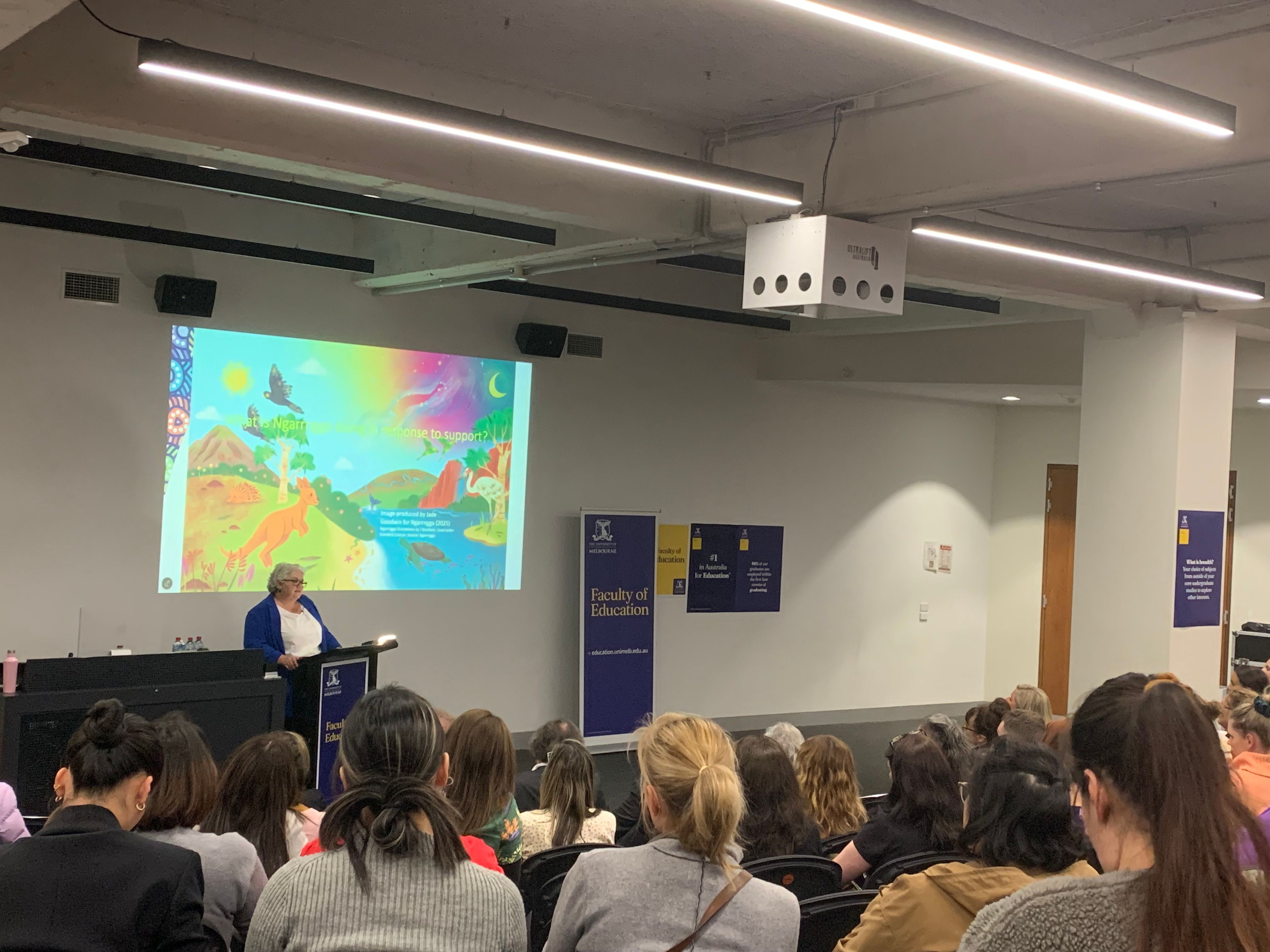 Jenny Leaper Image 1 Professor Melitta Hogarth presents the Jenny Leaper lecture at the Faculty of Education