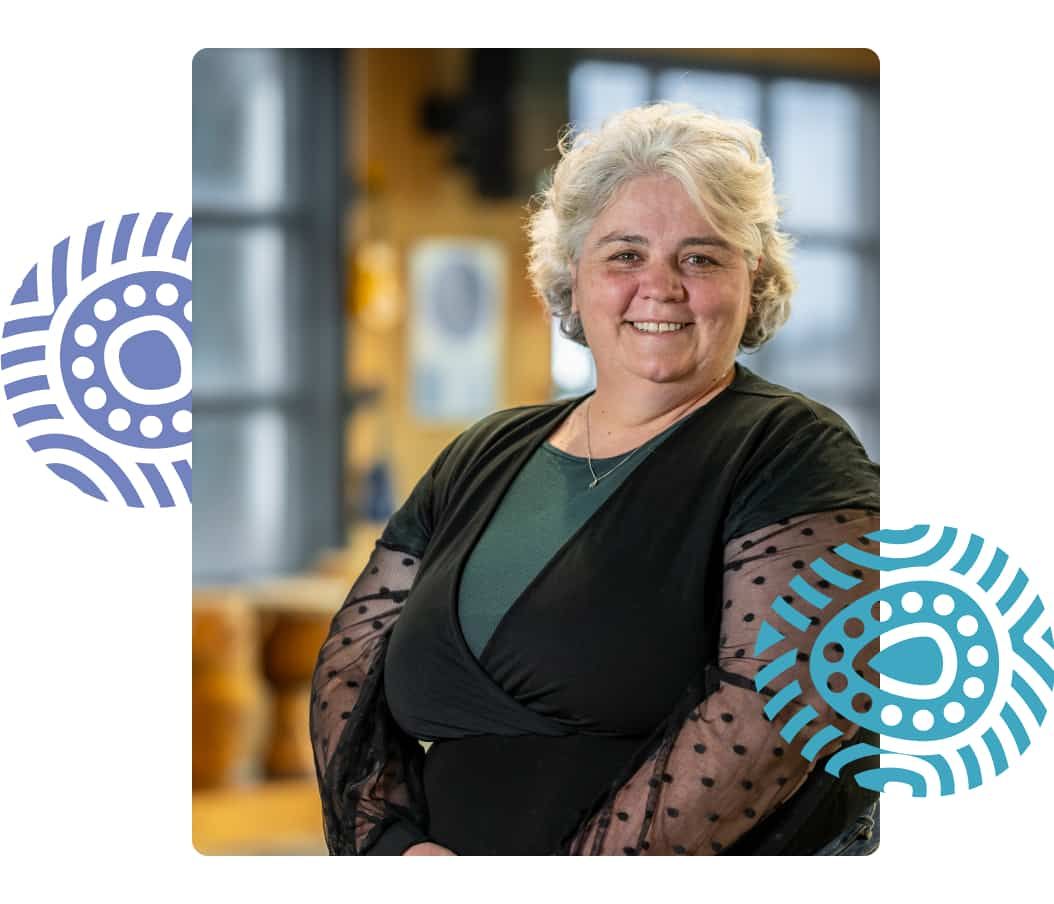 Melitta Hogarth with Pattern Professor Melitta Hogarth