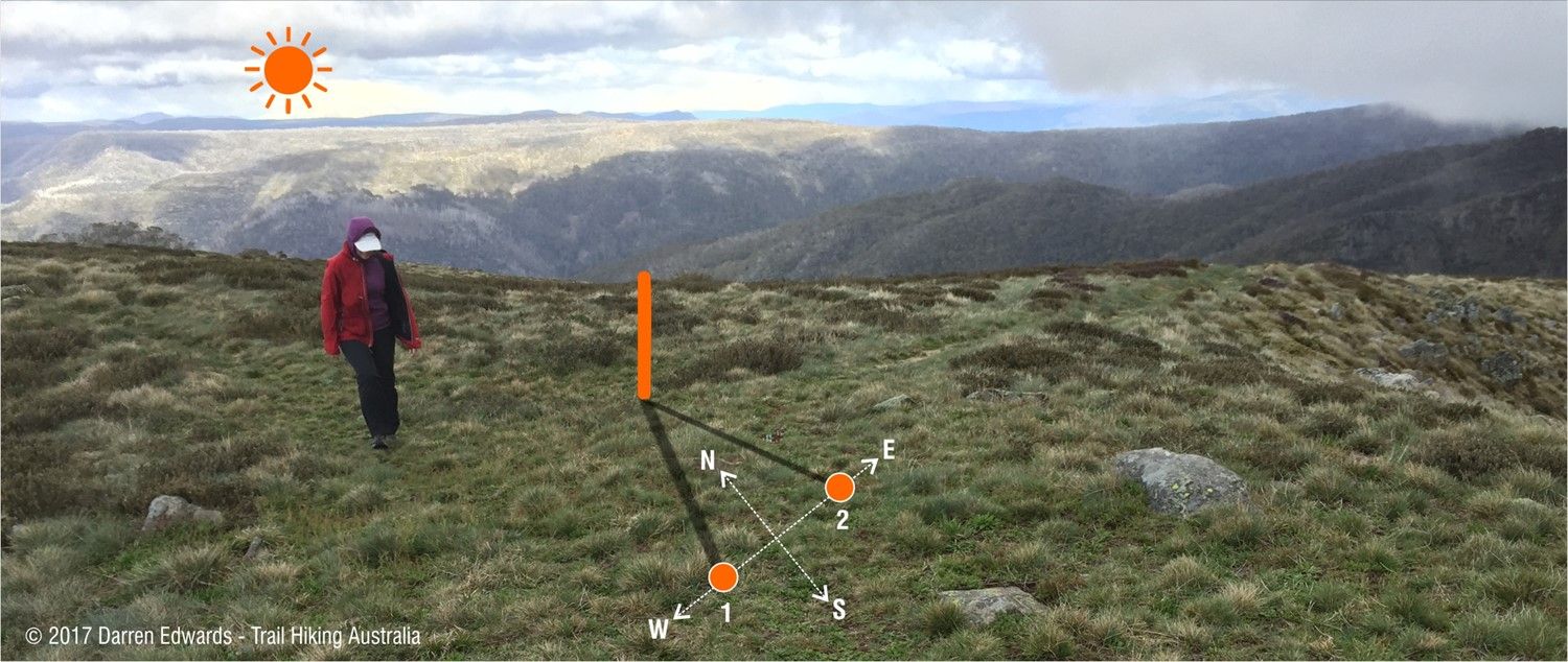 Cardinal directions using a stick and the sun