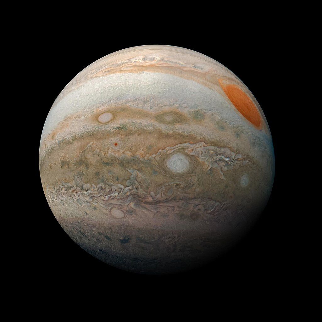 Jupiter Red Spot Juno Spacecraft. Photographer: NASA/JPL-Caltech/SwRI/MSSS/Kevin M. Gill. Source: Wikimedia Commons. Used under licence: CC BY-SA 3.0.